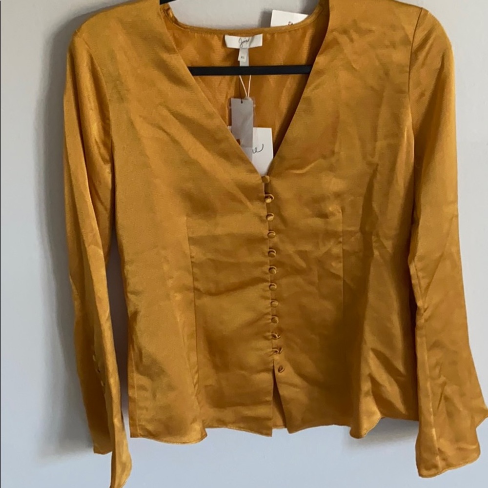 Gold brush silk top